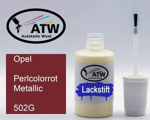 Opel, Perlcolorrot Metallic, 502G: 20ml Lackstift, von ATW Autoteile West.